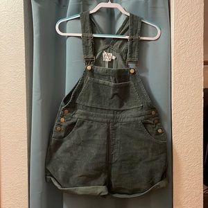 princess polly dark green corduroy overalls